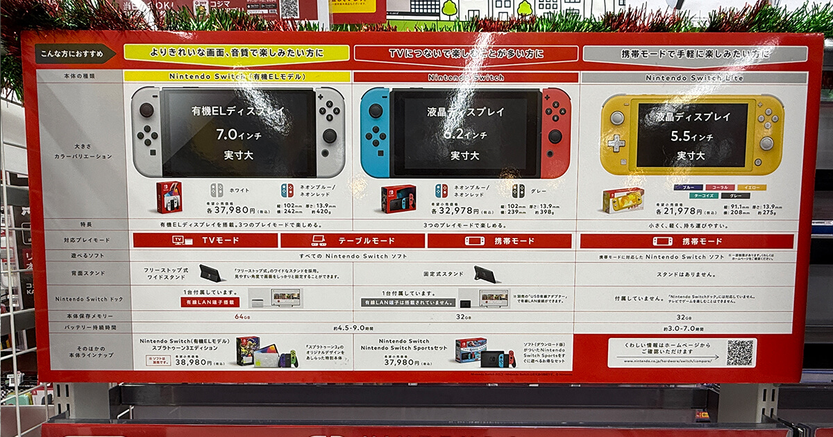 ビックカメラ亀戸店 Switch比較ポップ