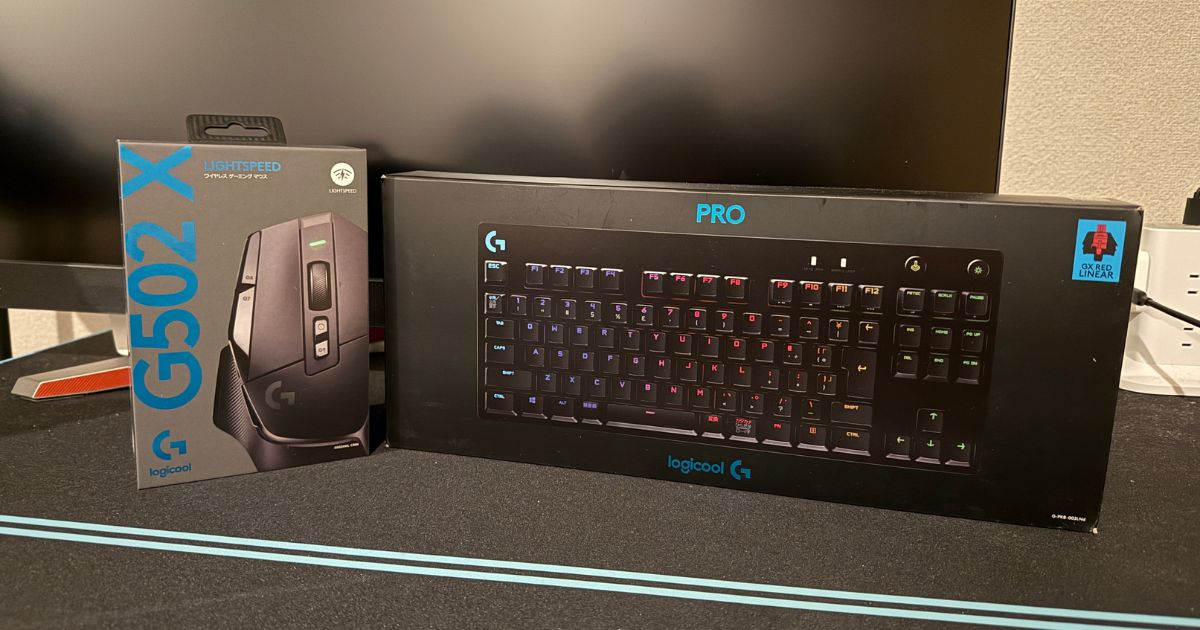 Logicool G PRO ゲーミングキーボード G-PKB-002LNdとLogicool G ゲーミングマウス G502 X LIGHTSPEED